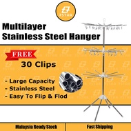 7star Multilayer Stainless Steel Foldable Hanger Baby Clothes Hanger Drying Rack 30 clips 30 Hanging