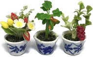 3pc Miniature Flower Clay Dollhouse Fairy Garden Mini Plant Trees Ceramic Paint Furniture Bundles Ar