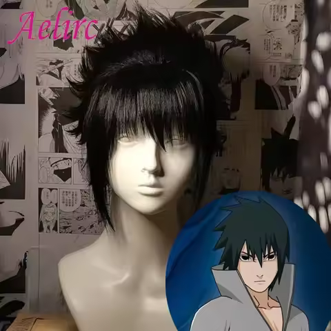 Sasuke Cosplay Wig HOKAGE NINJA Anime Coser Synthetic Short Straight Wig High Quality Heat Resistant