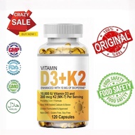 Vitamin D3 K2 10000IU (250mcg) + 200mcg K2 MK7 | Suporta Immune System with BioPerine