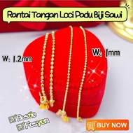 Wing Sing Rantai Tangan Loci Padu Biji Sawi Bajet Emas 916 / 916 Gold Budget Solid Bracelet  实心圆珠罗珠手链