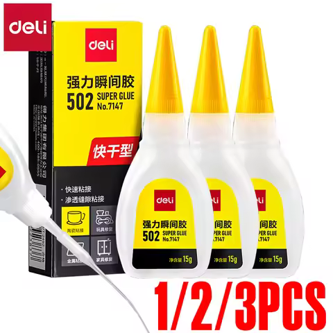 1/2/3pcs Deli 502 Super Glue Cyanoacrylate Quick Dry Instant Strong Bond Adhesive For Home Office In