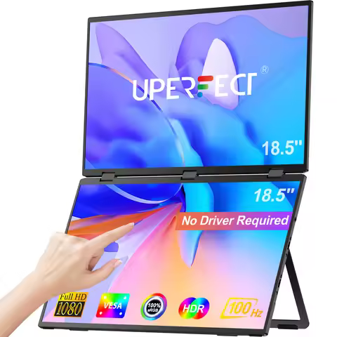 UPERFECT Delta Max 18.5" 100Hz Touchscreen Dual Portable Monitor 1080P HDR 360° Folding Stacked Trip