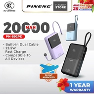 【CCC Certified 3C 】Pineng PN-892PD 20000mAh Slim Portable Powerbank with Fast Charge Built-in Cable