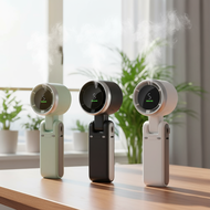 N607 USB Rechargeable Portable Handheld Fan Turbo Foldable LED Display