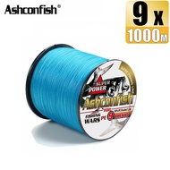 Ashconfish 9 sợi 1000M câu cá bện dòng sợi PE màu trơn X9 dây bện 15-90lb