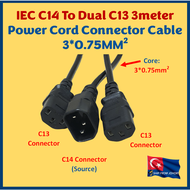 IEC C14 Male to Dual C13 Female Dual C13 Socket Power Cable Extension Y Power Cord Cord 3M UPS Serve