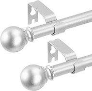 2 Pack Silver Curtain Rods 48 to 84 Inches(4-7 Feet),5/8 inch Splicing Drapery Rods,Small Curtain Ro