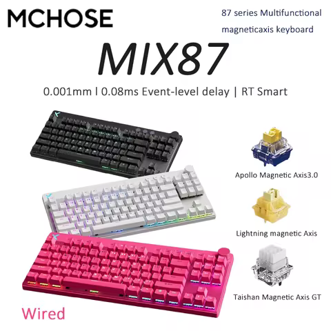 MCHOSE MIX87 Multifunctional magneticaxis keyboard 87series Wired Full Key Hot Swap Light Apollo Axi
