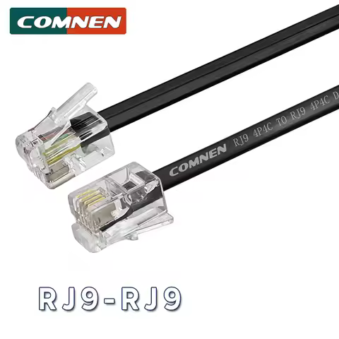 COMNEN RJ9 -RJ9 Cable Telephone Male to Male 4P4C Modular Data Cord Handset Voice Extension Data Cab