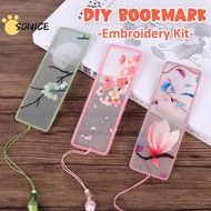 Antique Ribbon Embroidered Bookmark DIY Bookmark Embroidery Starter Kit With Flowers Plant Pattern C