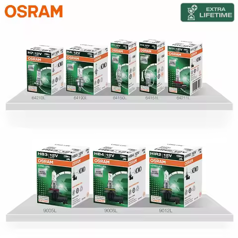 OSRAM LONG LIFE H4 H7 H11 Car Halogen Original Headlight H1 H3 HB3(9005) HB4(9006) HIR2(9012) 12V 32