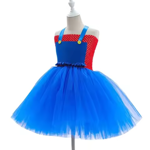 e,4;v'6\k/Marios Luigi Costume Anime Super Brothers Tutu Girls Fancy Dress Up Clothes Kids Halloween