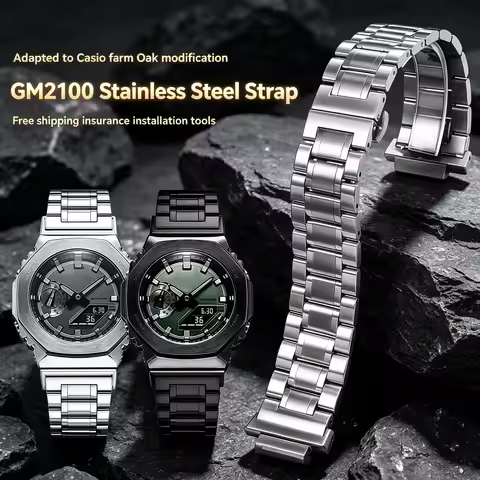 Solid Stainless Steel Modified Watch Bracelet for Casio G‑SHOCK GA‑2100 GA‑2110 GA‑B2100 GM‑2100 GM‑