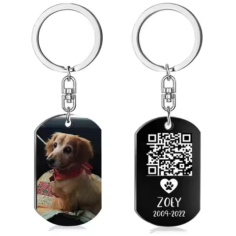 Exclusive-use QR Code Keychain Pet Tag Storage Various Information Including Scanning Health Documen