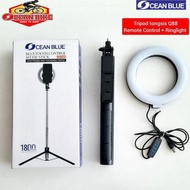 Ocean Blue Q88 Tripod Tongsis Ringlight LED Light Vlog Live Show 180cm