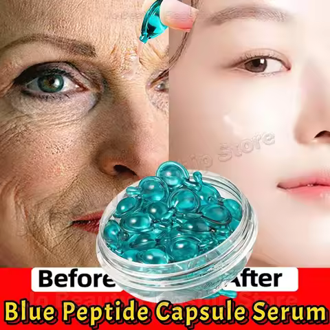 New Blue Copper Peptide Capsule Face Serum Wrinkle Remove Essence Tightens Night Moisturizing Radian