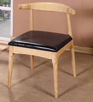 找得 - 北歐實木牛角椅休閒彎曲木椅餐椅橡木椅(牛角椅 黑皮座板 原木色 不包安裝) 60030