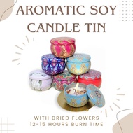 [ 🇸🇬 READY STOCK] AROMATIC SOY CANDLE TIN WITH DRIED FLOWERS, FOR FESTIVAL/DIWALI/DEEPAVALI/CELEBRATIONS