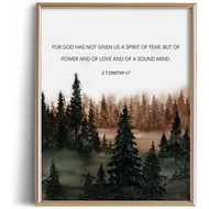 2 Timothy 1:7 Religious Quotes Wall Art Inspirational Bible Verses Decor Modern Christian Spiritual 