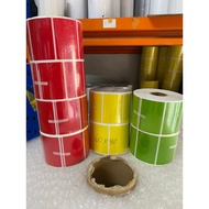 Regular paper Decal for 60x40mm ink printer, 50m roll. coated in yellow, blue, red