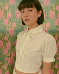 Abigail shirt เสื้อคอบัวแขนตุ๊กตา Bestseller สีขาวขายดี พร้อมส่ง