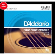 D'Addario EJ15 (10-47) EJ26 (11-52) EJ16 (12-53) Light Phosphor Bronze Acoustic Guitar Strings
