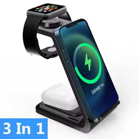 Wireless Charger 3 In 1 Stand Dock For Apple Watch 8 7 AirPods iPhone15 14 13 12 11 XS X 8 Induction