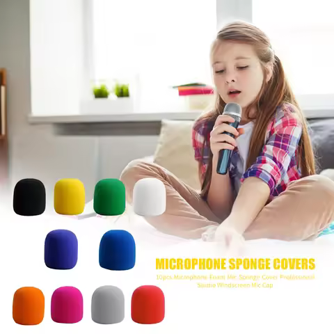 10Pcs Portable Stereo Studio Mic KTV Microphone Foam Mic Sponge Cover Professional Studio Windscreen