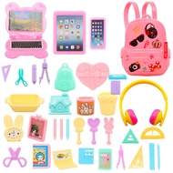 For 11.5 inch Doll Living Set 36 Pieces=1 Backpack+3 Computers+1 Earphone+31 Accessories For 30cm Fa