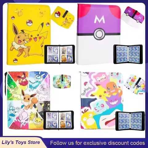 Pokemon Binders 9 Pocket 900 Cards Zipper Toploader Mimikyu Loose Leaf Collectible Card Album Storag