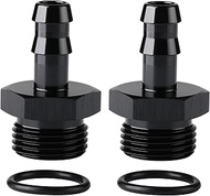Podavelle 10AN -10 ORB Male to 3/8 Hose Barb Straight Fitting Adapter Aluminum Black 2PCS