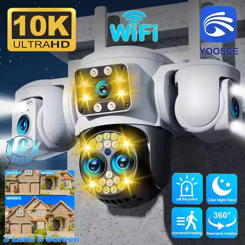 10K 20MP WiFi Camera 10X Zoom Four Len Three Screen CCTV Security Protection Video Surveillance Yoos