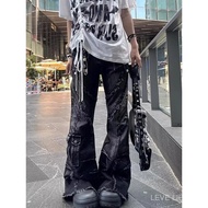 Women's Y2K Baggy Flare Jeans - Japanese 2000s Oversized Cargo Denim