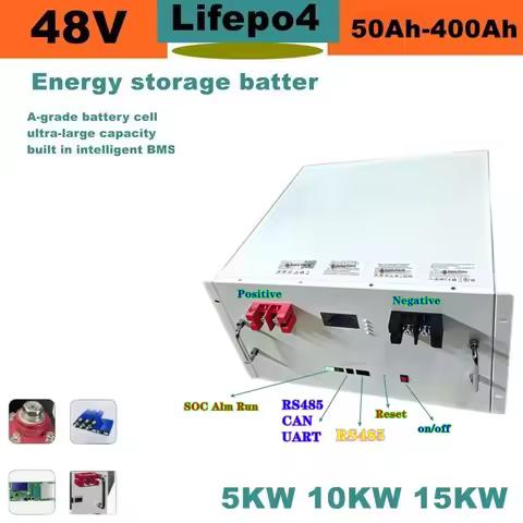 48V LiFePO4 5KW 10KW Home Battery Storage System Solar Energy 50Ah 120Ah 180Ah 200Ah 300Ah 400Ah - o