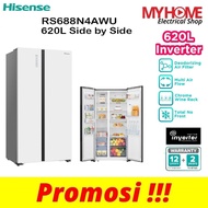 HISENSE RS688N4AWU 620L SIDE-BY-SIDE INVERTER FRIDGE / REFRIGERATOR (EXPRESS DELIVERY KLANG VALLEY)