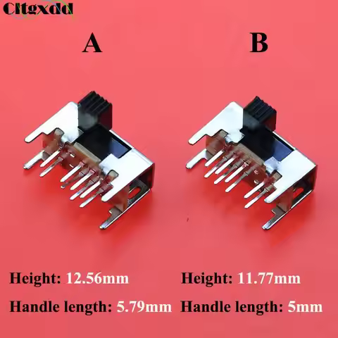 10PCS Panel PCB 8 Pin 3 Position 2P3T DP3T Slide Switch Side Knob Straight Foot Switch Handle Toggle