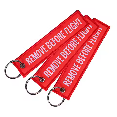 Remove Before Flight Woven Key Ring Special Luggage Tag Label Red Chain Keychain For Aviation Gifts 