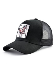 1頂馬刺繡貼片網眼卡車司機帽，情侶適用，適用於戶外運動、日常生活、派對街頭等