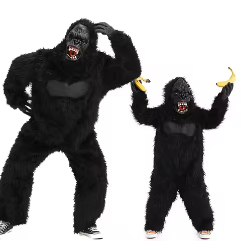 New Arrival Boy Chimpanzee Costume Mens Premium Black Gorilla Jungle Fancy Dress Up For Halloween