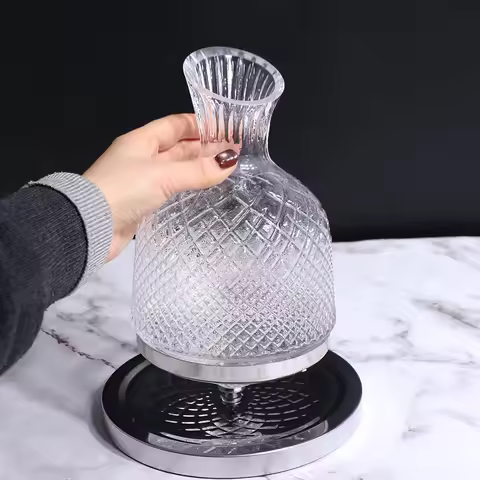 Glassware 1500ml Crystal Glass 360 Rotating Decanter Thickened Tumbler Design Wine Aerator with Base