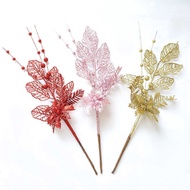 Ornaments Golden Pink Lily Decoration Branches Christmas Tree Plug-In Atmosphere Supplies Simulation
