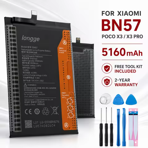 For Xiaomi Poco X3 Pro BN57 Replacement Battery 5160mAh High Capacity Lithium Phone Battery +Tools