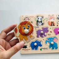Learning While Playing: Wooden Knob Board - Puzzles with Many Themes for Children 1–6T, Children Rec