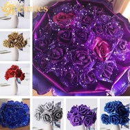 CURTES Foam Roses Blue Roses DIY with Glitter Powder 10pcs Artificial Flowers