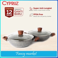 Cypruz GRAY MARBLE SERIES WOK PAN + LID (LID) 24 Cm - 30 Cm