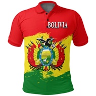 3d Print Bolivia Flag Polo Shirt For Men National Emblem Pattern T-shirt Tops Summer Casual Street L