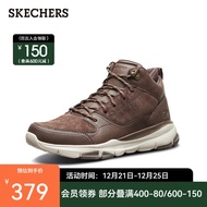 斯凯奇Skechers高帮男士皮鞋工装靴子冬季保暖轻便防寒百搭潮流休闲雪地棉鞋男65731 巧克力色/CHOC 40