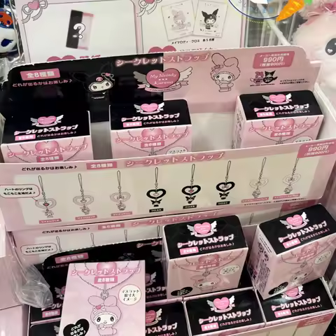 Sanrio Kawaii My Melody Kuromi 50th 20th Anniversary Blind Box Fluffy Heart Pendants Hanging Chain C
