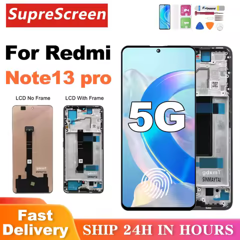 AMOLED For Xiaomi Redmi Note 13 Pro 5G LCD Display Touch Screen Digitizer Assembly 2312DRA50C 2312CR